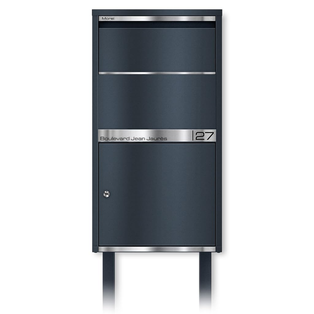 Metzler® boîte à Colis avec clapet Anti-vol et Support au Sol RAL 7016 Gris Anthracite réception sécurisée sans Contact Acier Inoxydable Personnalisable 10 Ans de pièces détachées Avalon