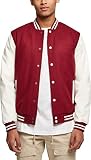 Urban Classics Men's Oldschool College Jacket Jacke, Burgundy/White, 5XL