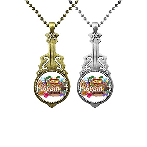 Joyas de pareja Prado Seafood España con colgante de guitarra artística