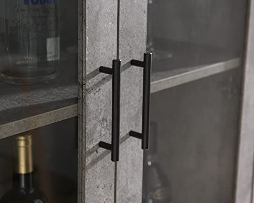 Home Source Display Storage Cabinet In Cement With Glass Doors #TOP2