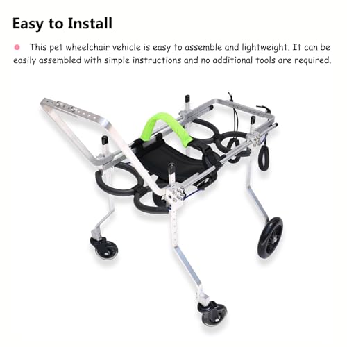 Silla de ruedas para perros medianos de 4 ruedas con arnés y asa de soporte 6