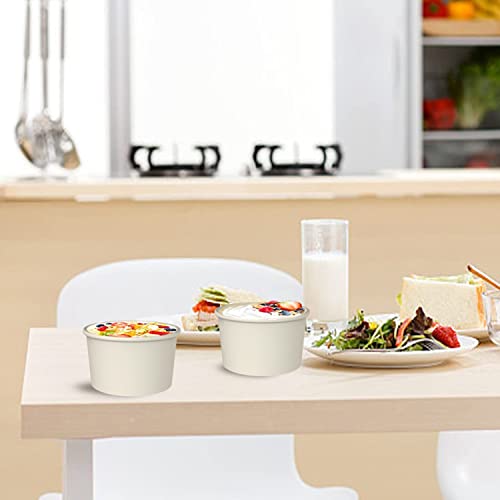 Hulless 200 Pcs 8 Ounce Ice Cream Cups Disposable Paper Cups Dessert Bowls for Hot and Cold Food, Soup, Sundae, Frozen Yogurt - Thumbnail 6