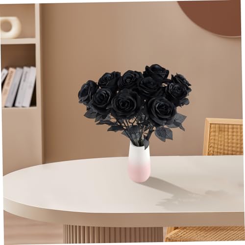 Rosas negras artificiales de aspecto real para centros de mesa de salon 6