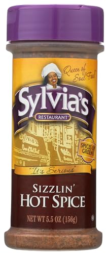 Sylvia's Restaurant Sizzlin' Hot Spice Seasoning, All Natural, No Preservatives, Kosher, 5.5 Ounce (Pack of 12)