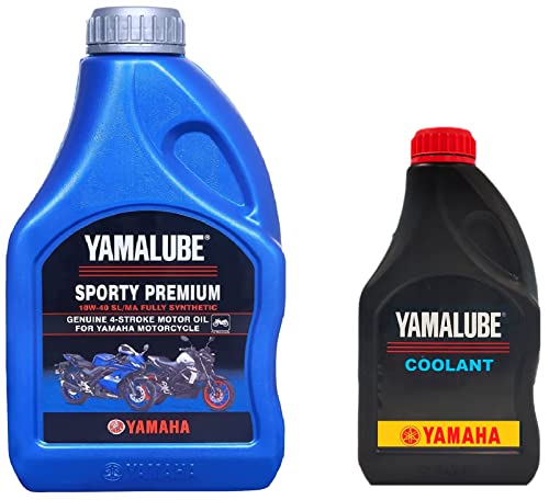 Image of Yamaha Yamalube Sport 10W40 4 Stroke Fully Synthetic Engine Oil For R15 And Mt15, 1L (90793Ad41100) & Yamalube Glycol Formulated Engine Coolant Oil For Motorcycles 1L (90793Ad80700)