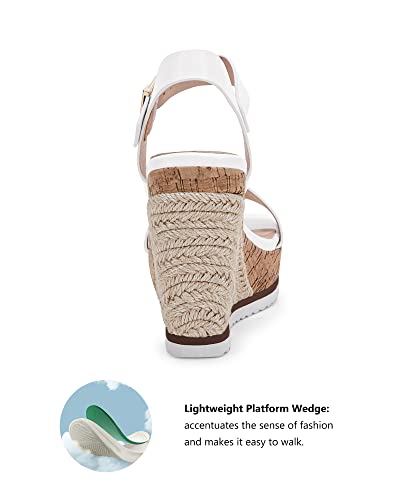 Image of Coutgo Women's Espadrille Wedge Platform Sandals Open Toe Ankle Buckle Strap Casual Summer Shoes