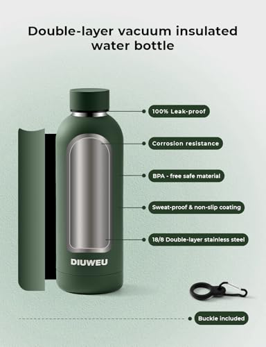 Stainless Steel Water Bottle Double Wall, Insulated Metal Water Bottle with Clip, 350ml/500ml/750ml/1L, BPA Free, 24hrs Cold & 12hrs Hot, Suitable for Sports, Camping, Hiking, Cycling, Gym, Travel - Image 5