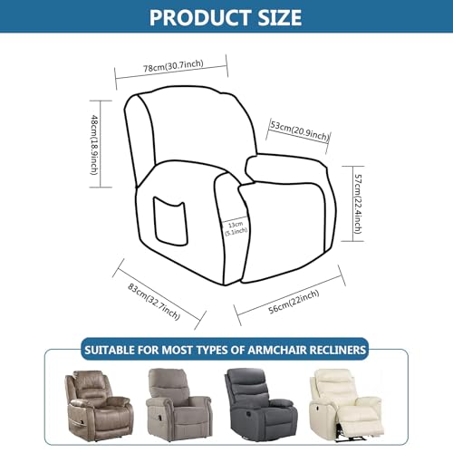 Funda para sillón reclinable seccional beige con bolsillo OBASDFD 8