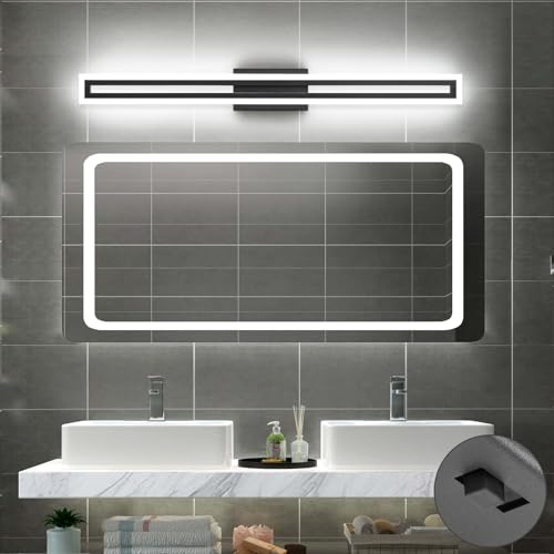 Image of SOLFART 40 Inch LED Bathroom Light Matte Black Bathroom Vanity Light 5 Color Adjustable Light Fixtures for Bath Room Above Mirror 5CCT