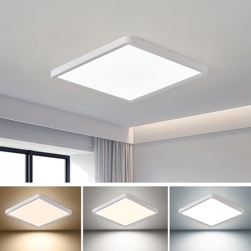 16 Inch Square LED Flush Mount Ceiling Light 36W 3600LM 3000K/4000K/6000K CCT Selectable White Super Slim Low Profile Ceiling Light Firxtue for Bedroom/Kitchen/Living room/Dinning room/Hallway