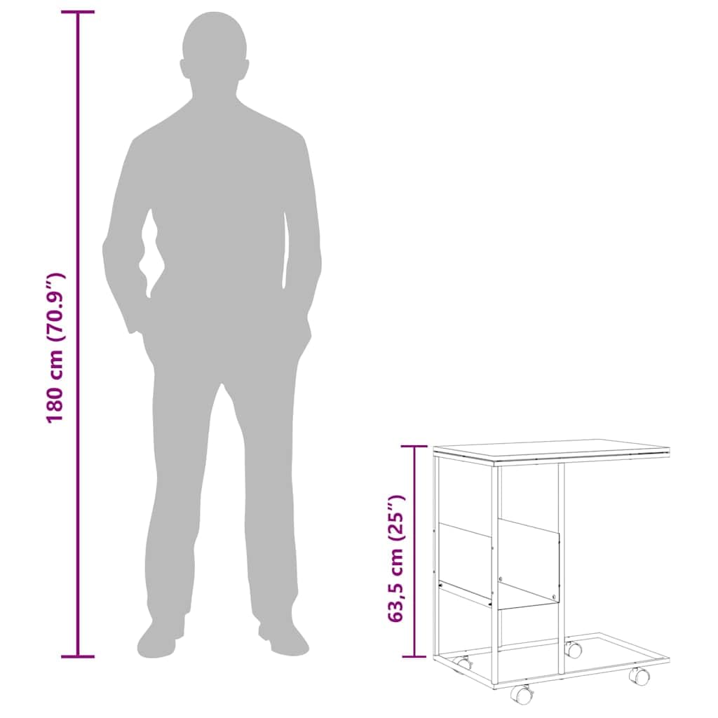 vidaXL Beistelltisch Couchtisch Kaffeetisch Wohnzimmertisch Sofatisch Telefontisch Tisch Teetisch Wohnzimmer mit Rollen Schwarz 55x36x63,5 cm Holzwerkstoff