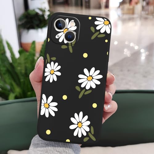 LEECG for iPhone 13 Case Flower Butterfly Cute Astronaut Design Phone Cover Soft Microfiber Lining Slim Liquid Silicone Case for iPhone 13-Daisy Black by LEECG - Used condition - Image 3