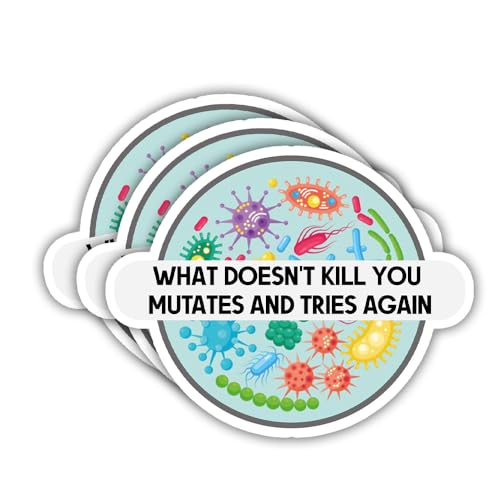 Image of SODAVA (3Pcs) What Doesn't Kill You Mutates and Tries Again Sticker Science Microbiology Infectious Disease Epidemiology Health Stickers Gift Decoration Graphic Bumper Laptop Stickers