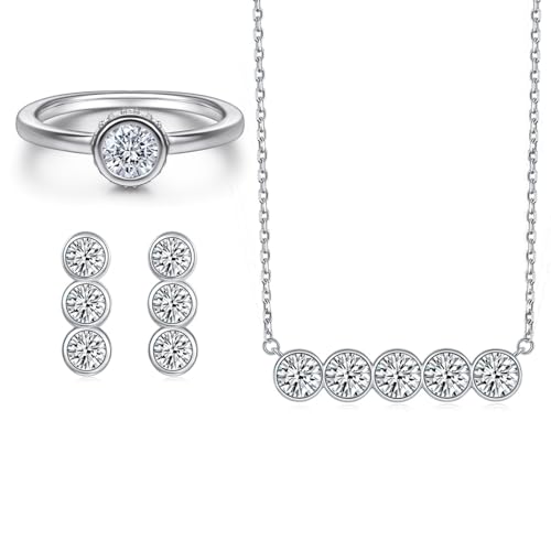 Ensemble collier boucles d'oreilles moissanite parure chic pour vos soirées