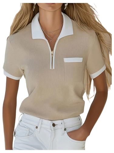 Verdusa Women's Old Money Half Zip Golf Shirts Elegant Collared