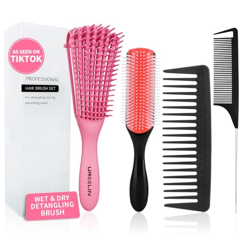 UREELIN hair Brush Set for Afro America/African Hair, Textured 3a to...