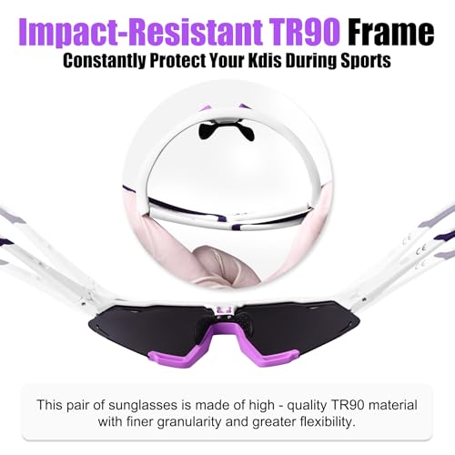Image of X-TIGER Polarized Kids Sunglasses Youth Baseball Sunglasses UV400 Boys Girls Sports Sun Glasses for Softball Cycling Scooter