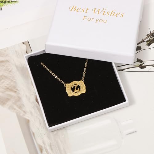 14K Gold Belt Buckle Necklace Western Style Initial Letter Pendant Necklace, Decorative Belt Buckle Frame Design