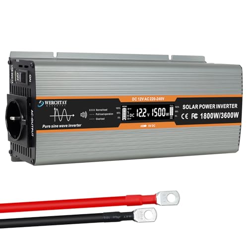 Onduleur Sinusoïdal Pur 1800W / 3600W DATOUBOSS - Convertisseur 12V DC Vers 230V AC Avec USB
