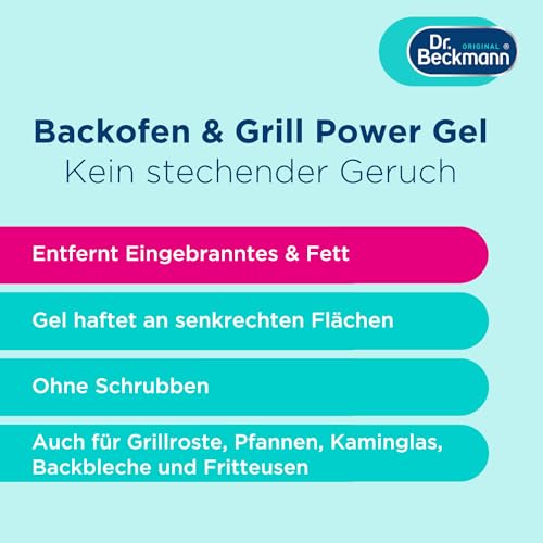 Dr. Beckmann Backofen & Grill Power-Gel | Backofenreiniger mit Schnellwirkformel | auch für Eingebranntes auf Pfannen und Kaminglas | 375 ml