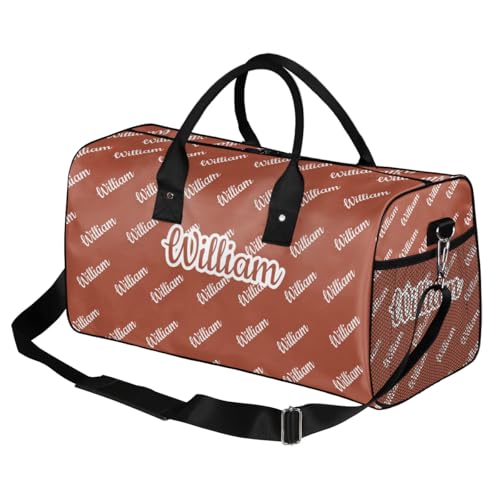 Custom Name Duffel Bag Personalized Sports Bag Dance Gym Bags Travel Overnight Carry-On Duffel Bag for Women Men Waterproof, Reddish Brown