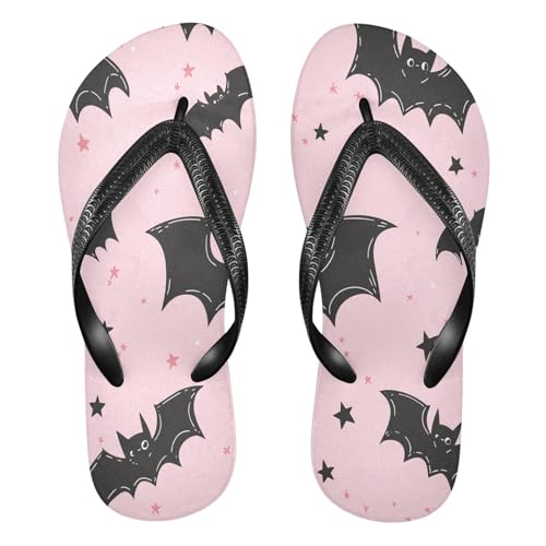 CEBUGI Unisex Flip Flop -Flat Sandal -NonSlip Couple Slippers -Natural Rubber Foam Soles Ultimate Comfort and Durability for Indoor Outdoor|Bats and Stars