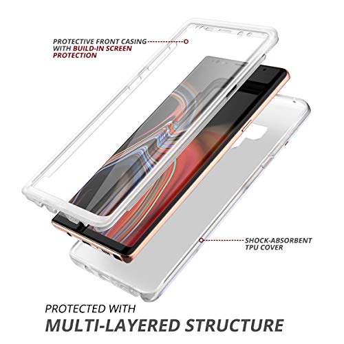 Suritch For Samsung Galaxy Note 9 Marble Case, [Built-In Screen Protector] Natural Marble Full-Body Protection Shockproof Rugged Bumper Protective Cover For Galaxy Note 9 6.4 Inch (Gold Marble) #TOP1