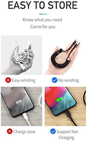 AICase Retractable USB Type C Cable, Coiled Type-C Cable for Car,Charging & Sync Data,USB C Charger Cable for Galaxy S9 S8 Note 8, Pixel, LG V30 G6, Nintendo Switch, OnePlus 5 etc