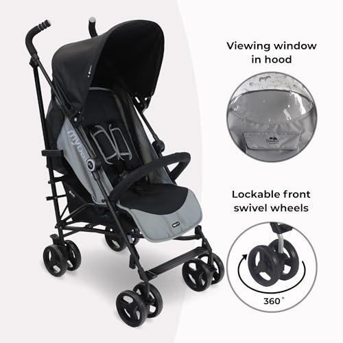 My Babiie MB02 Stroller - from Birth to 4 Years (22kg), Lightweight & Compact Umbrella Fold, Travel Buggy for Toddlers - Black & Grey - Image 6