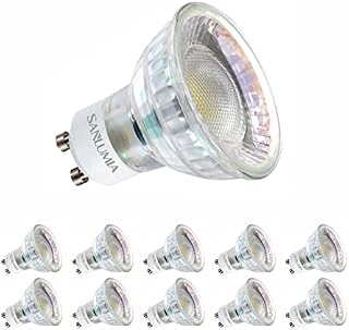 sanlumia 10 X 6W Gu10 Super Bright 100 Degree Wide Beam Angle LED Spotlight Bulb 530lm 75W Halogen Equivalent Cool White 6400K