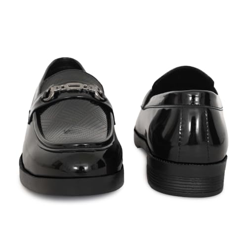 Image of VELTRIX Men's Premium Patent Leather Finish Formal Loafers | Horsebit Buckle Slip-On Shoes | Comfortable Office, Party, Wedding & Business Dress Shoes Aldo DIY Patent