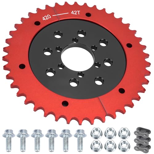 Mini Bike Sprocket 420 Chain 42 Tooth Split Sprocket Hub Adapter Replacement for Coleman CT200U...