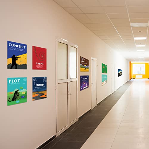 Zonon 10 Pcs Literature Posters English Language Elements English Posters Educational Art Print for Middle High School Classroom Hallways, Bulletin Boards Decor for Teachers Elementary, 13 x 10 Inch