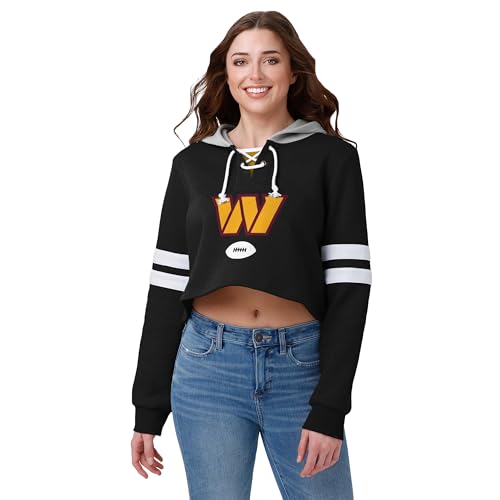Sudadera corta con capucha FOCO de mujer con manga a rayas casual