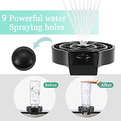 Glass Rinser for Kitchen Sink,Bottle Washer Cleaner 9 Powerful Jets Stainless Faucet Glass Cup Rinser Kitchen Sink Accessories for Home Bar (Black) - Image 4