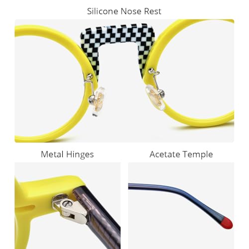 Image of HEPIDEM Multicolor Acetate Glasses Frame Men Women Round Eyeglasses Optical Spectacles 9377