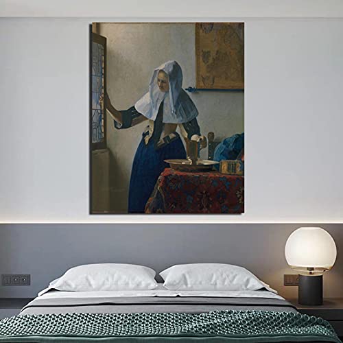 Johannes Young Woman With A Water Pitcher Canvas Painting Print Living Room Home Decoration Wall Art Oil Painting Poster 60x90cm Frameless