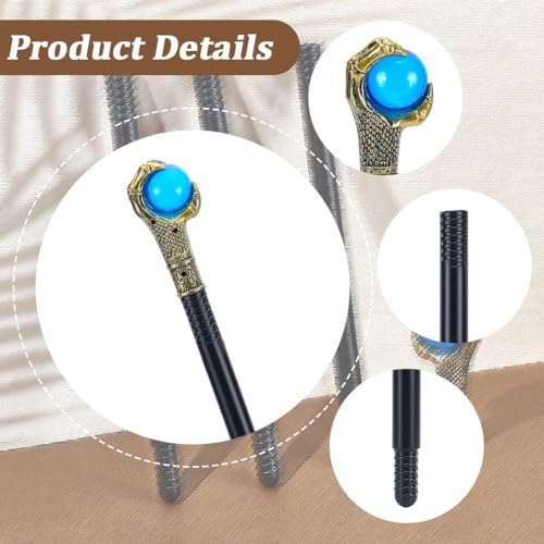 Image of GORGECRAFT Antique Cane Vintage Walking Stick Gold Eagle Claw Blue Ball Grasping King Stick Halloween Party Cosplay Scepter Plastic Costume Canes Magic Wand Punk Prop for Themed Events Stage Shows