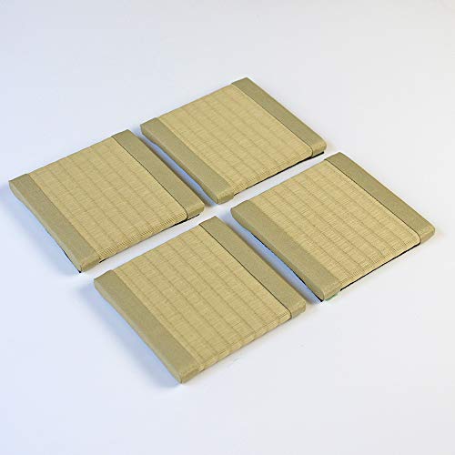 こうひん 日本製 座卓敷 ミニ畳 国産和紙製 ダイケン 健やかおもて <16 若草色> すべり止め付き (約15cm x 15cm 厚さ 1.5~1.8cm 4枚セット)