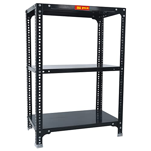 Image of SMR Prime CRC Sheet 24 Gauge Multipurpose Slotted Angle Rack with 3 Shelf For Home, Office & Industry - (30x30x15 In, 9.4 Kg | 16 Gauge Angle-Grey)