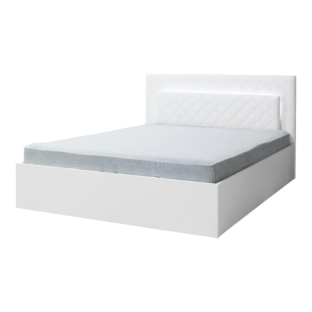 Lomadox Schlafzimmer Set 4-teilig mit Bett 180x200cm, 2 Nachttische, Schwebetürenschrank 258cm in weiß Hochglanz