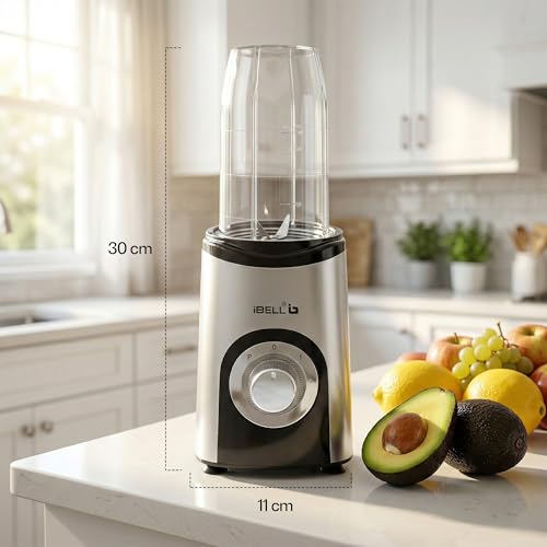Image of iBELL 600W Nutri Blender Juicer Mixer Grinder with 100% Copper Motor, 24,000 RPM, 3 Jars with Chopper, Stainless Steel Blades, 3 Speed Modes (Silver)