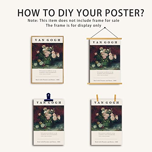 Gufro Van Gogh Canvas Wall Art Posters - Bowl With Peonies And Roses By Van Gogh, Famous Impressionism Prints Artwork,Van Gogh Poster Print ,Museum Poster For Living Room, Bed Room, Office Home Decoration- 16X24In Unframed #TOP3