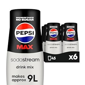 Flavours Pepsi Max Sparkling Drink Mix, Soda & Fizzy Drink Maker Concentrate, Diet Pepsi with Maximum Taste & No Sugar, Official Pepsi Cola x SodaStream Syrup - 6 x 440ml Multi Pack