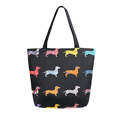 Grand sac en toile - Poster décoratif - Chiens teckels - Réutilisable - Sac fourre-tout en toile lavable, Poster Déco Chiens Teckel, Taille unique Cover