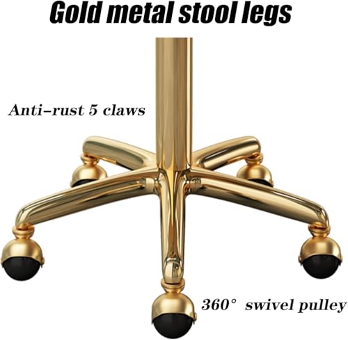 Tabouret de bar rond roulant réglable pivotant assise blanche - 7