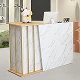 GLDWEY 100-140cm Empfangstresen, Rezeption, Ladentheke, Verkaufstheke, mit Tastaturschublade, Empfangsmöbel, für Firmenhallen, Hotelrezeptionen, Metall und MDF