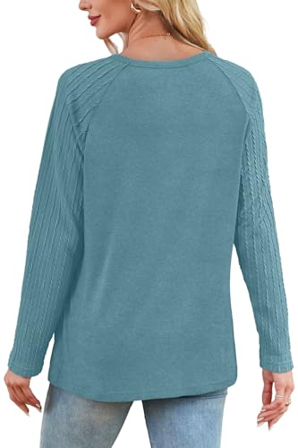 Image of OFEEFAN Long Sleeve Shirts for Womens Fall Fashion 2026 Crewneck Oversized Sweatshirt Tunic Tops to Wear with Leggings