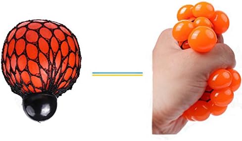 Fireboomoon Stress Relief Squeezing Soft Rubber Vent Grape Ball Hand Wrist Toy Funny Geek Gadget Vent Toy, Orange/Blue/Green, 3 Piece Stress Balls,Squishy net Ball,orbis Balls,Squishy Balls