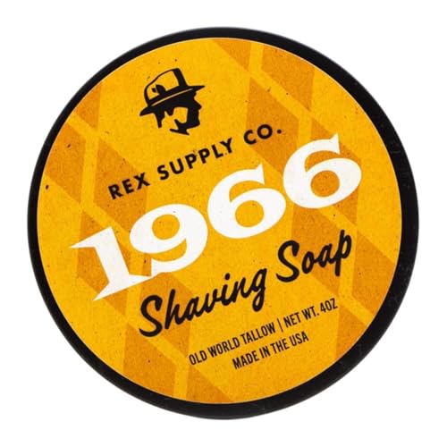 Rex Supply Co. 1966 Old World Tallow Shaving Soap - Bergamot, Tangerine & Sandalwood - Rich Moisturizing Lather & Superior Glide for a Smooth, Irritation-Free Shave - 4oz